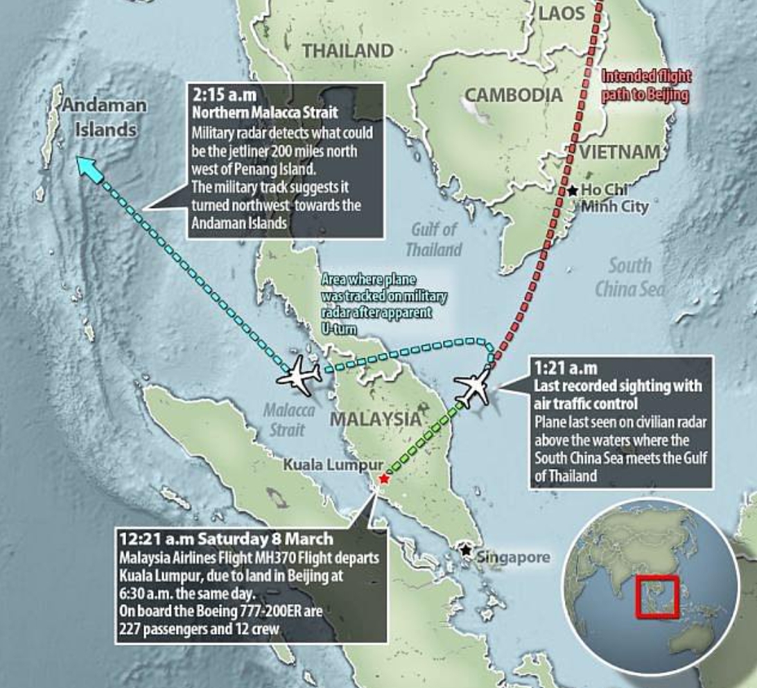 馬航MH370抑郁機(jī)長(zhǎng)精心策劃飛行線路 避免留下墜機(jī)線索?